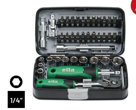ELTA  1/4” Cırcır Lokma Anahtar & Bits Set (38 parça, mm) 14000 005078