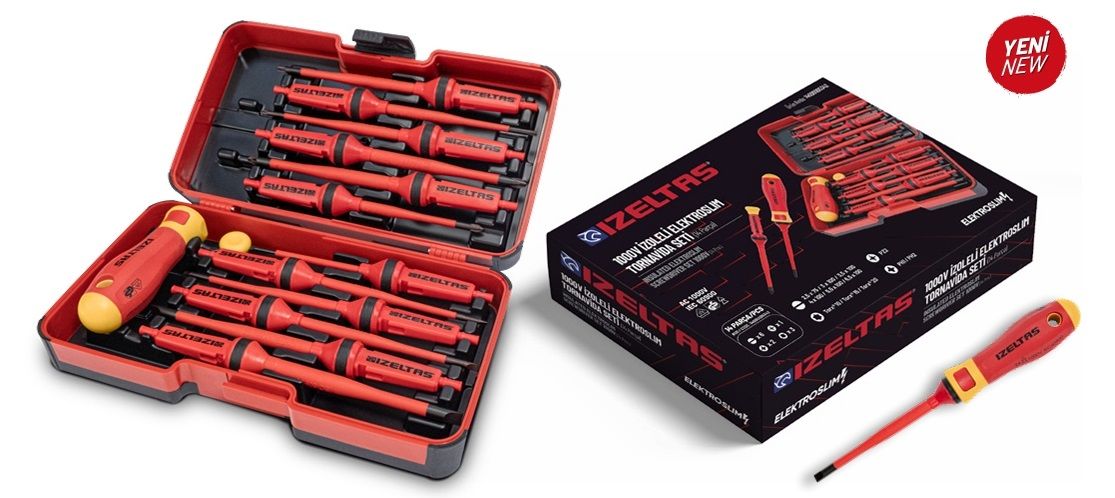 İZELTAŞ  1000V İzoleli Elektro Slim Tornavida Seti (14 Parça)  14000 005342